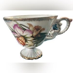 Lustreware Tea Cup March Daffodil Iridescent Gold Trim Japan Vintage Spring